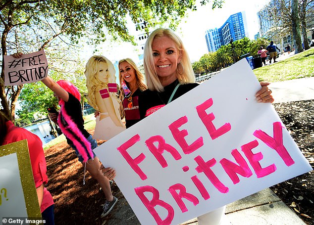 For years fans championed the #FreeBritney campaign and openly wept openly outside the courtroom when her conservatorship was terminated (pictured: #FreeBritney rally in 2021)