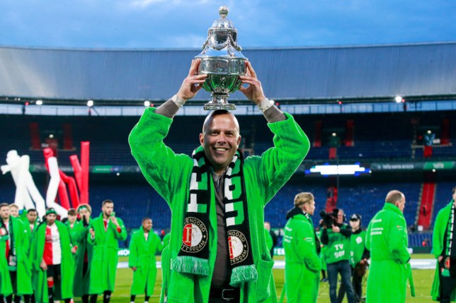 Arne Slot with the KNVB Cup trophy after Feyenoord won the 2023-24 final