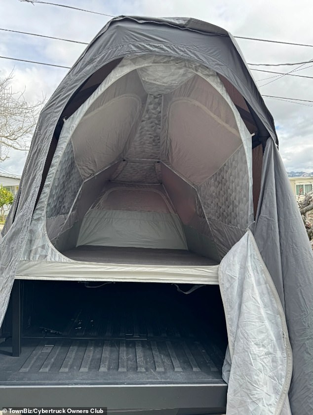 The reality of the Basecamp tent (pictured) looks nothing like the expectation in Tesla's pictures