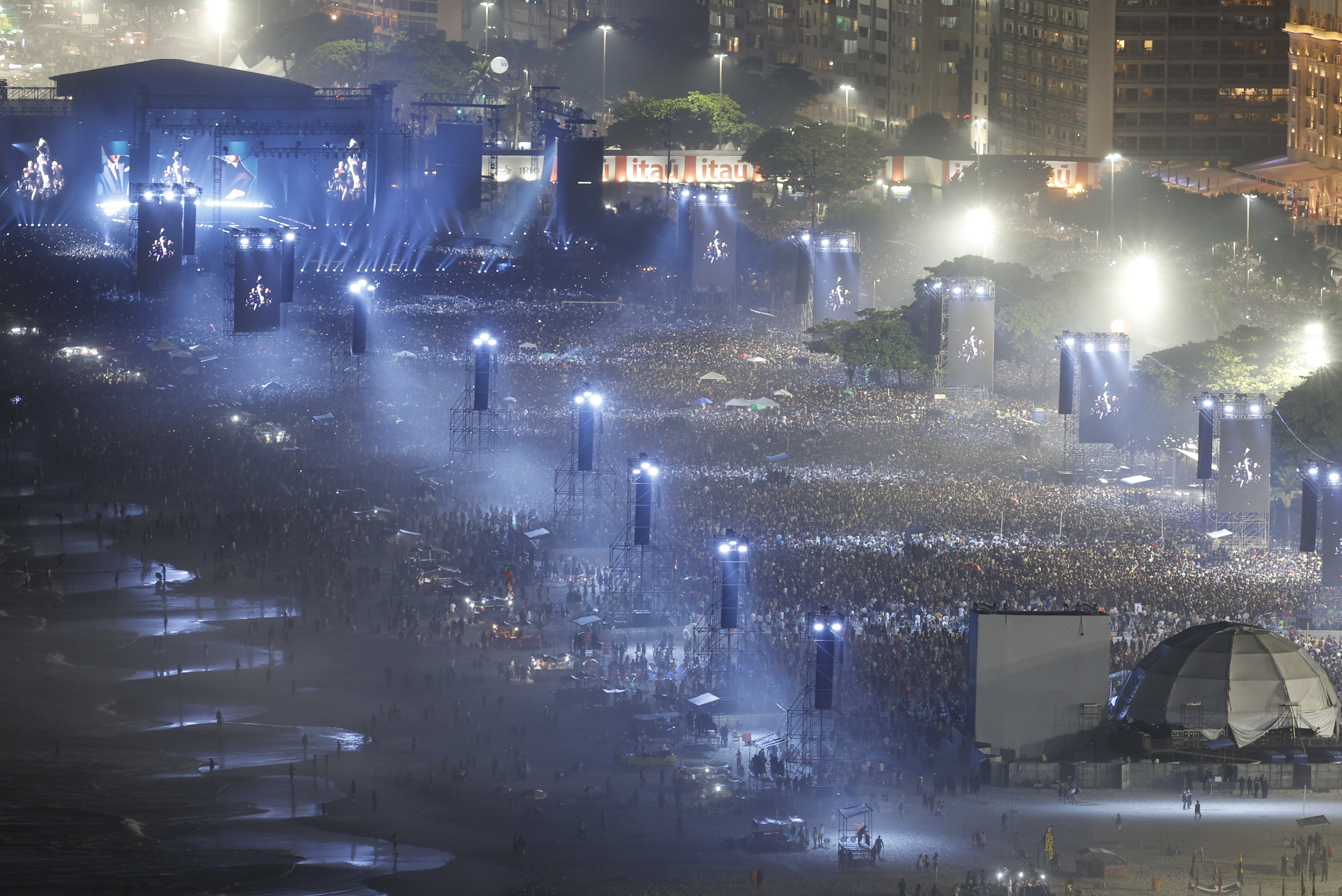 Thousands gathered on Copacabana Beach in Rio de Janeiro, Brazil