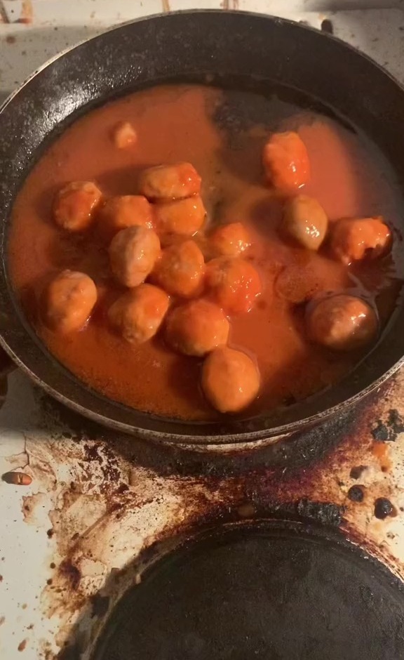 He cooked them some tinned meatballs in sauce
