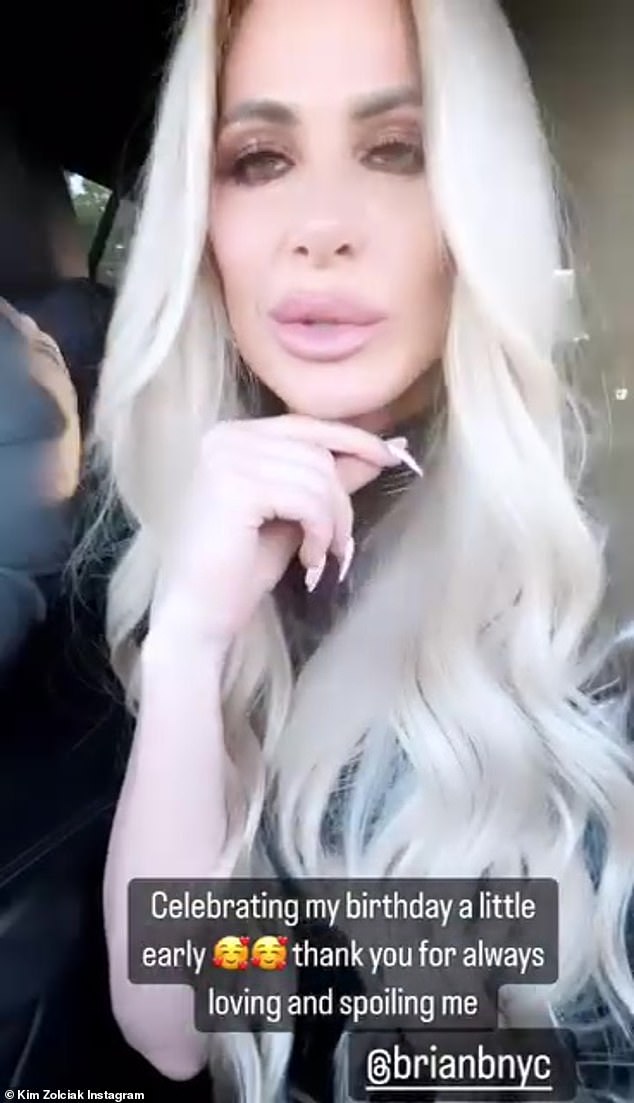 Kim, who shot to fame on The Real Housewives Of Atlanta, has been frank about the various cosmetic treatments she has undergone; pictured on her Insta Stories this week