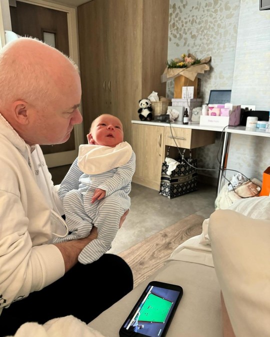 Damien Hirst welcomes baby boy at 58 as girlfriend Sophie gives birth? but doesn?t let the milestone stop him from watching the snooker / INSTAGRAM / Captioned: trying not to let the arrival of this beautiful baby boy interfere with the snooker / Source: https://www.instagram.com/p/C6uLCfIIytH/?img_index=1