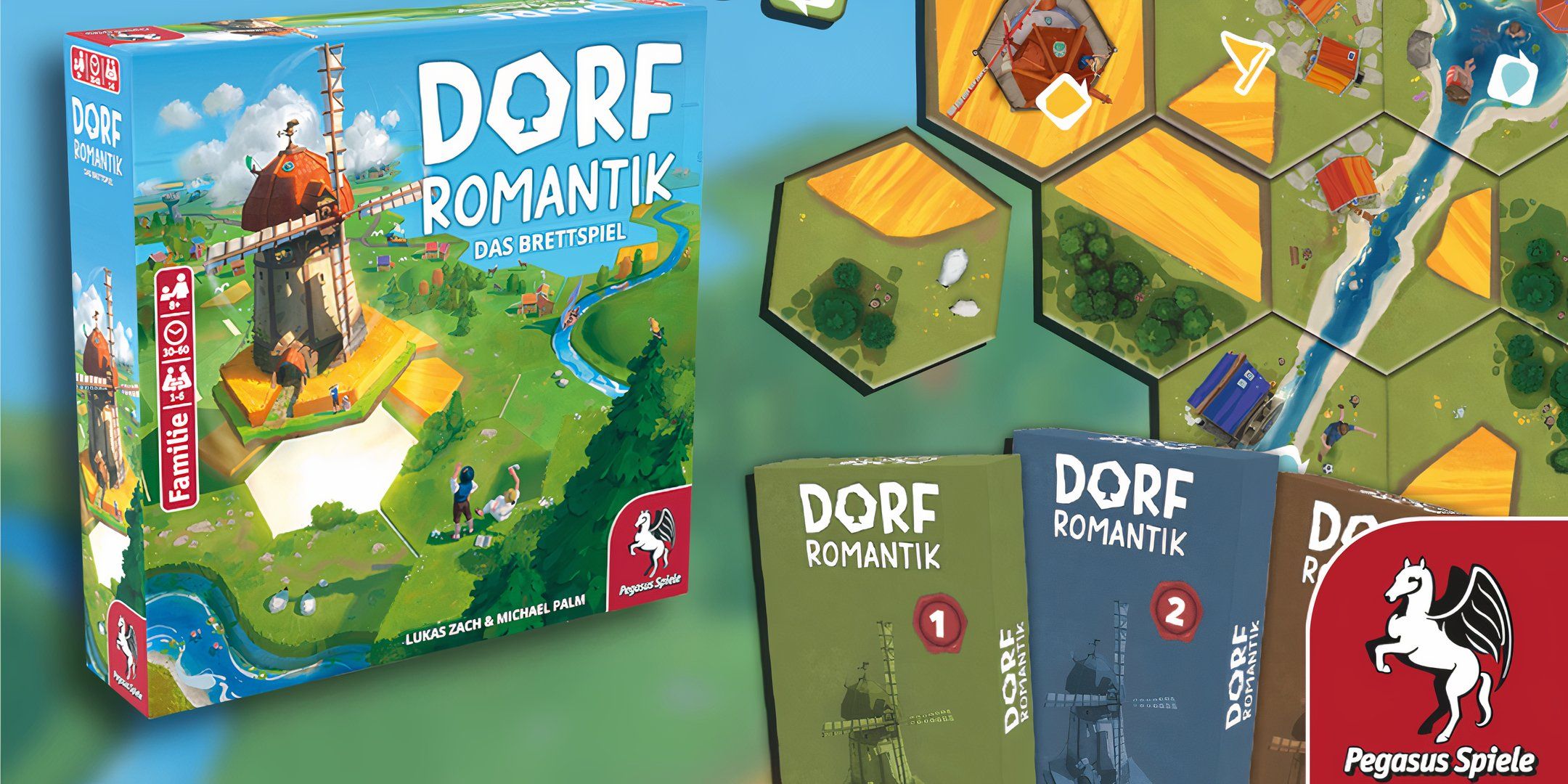 Dorf Romantik board game showing tile-based design.
