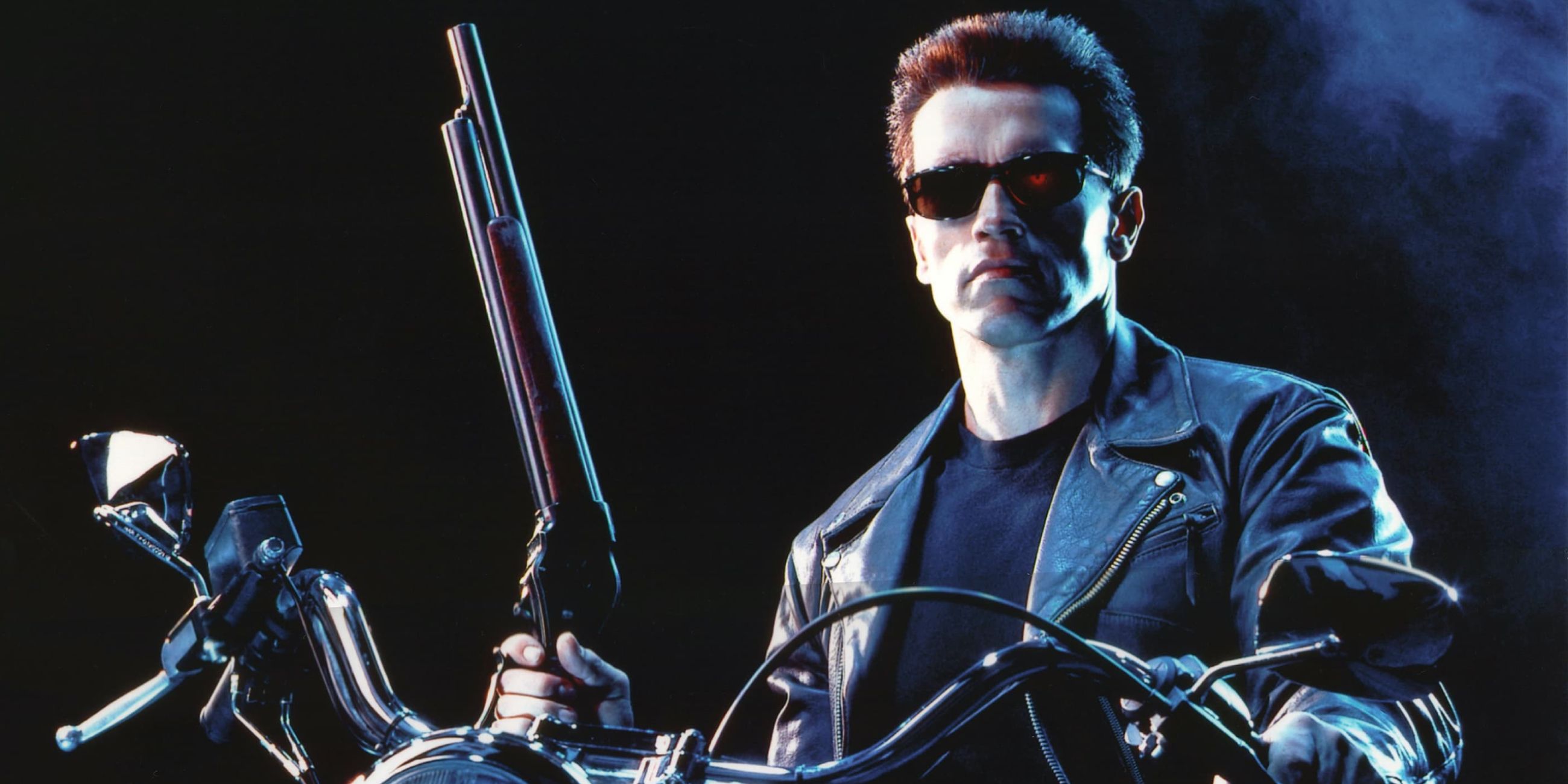 Arnold Schwarzenegger as the Terminator in a poster for Terminator 2: Judgment Day