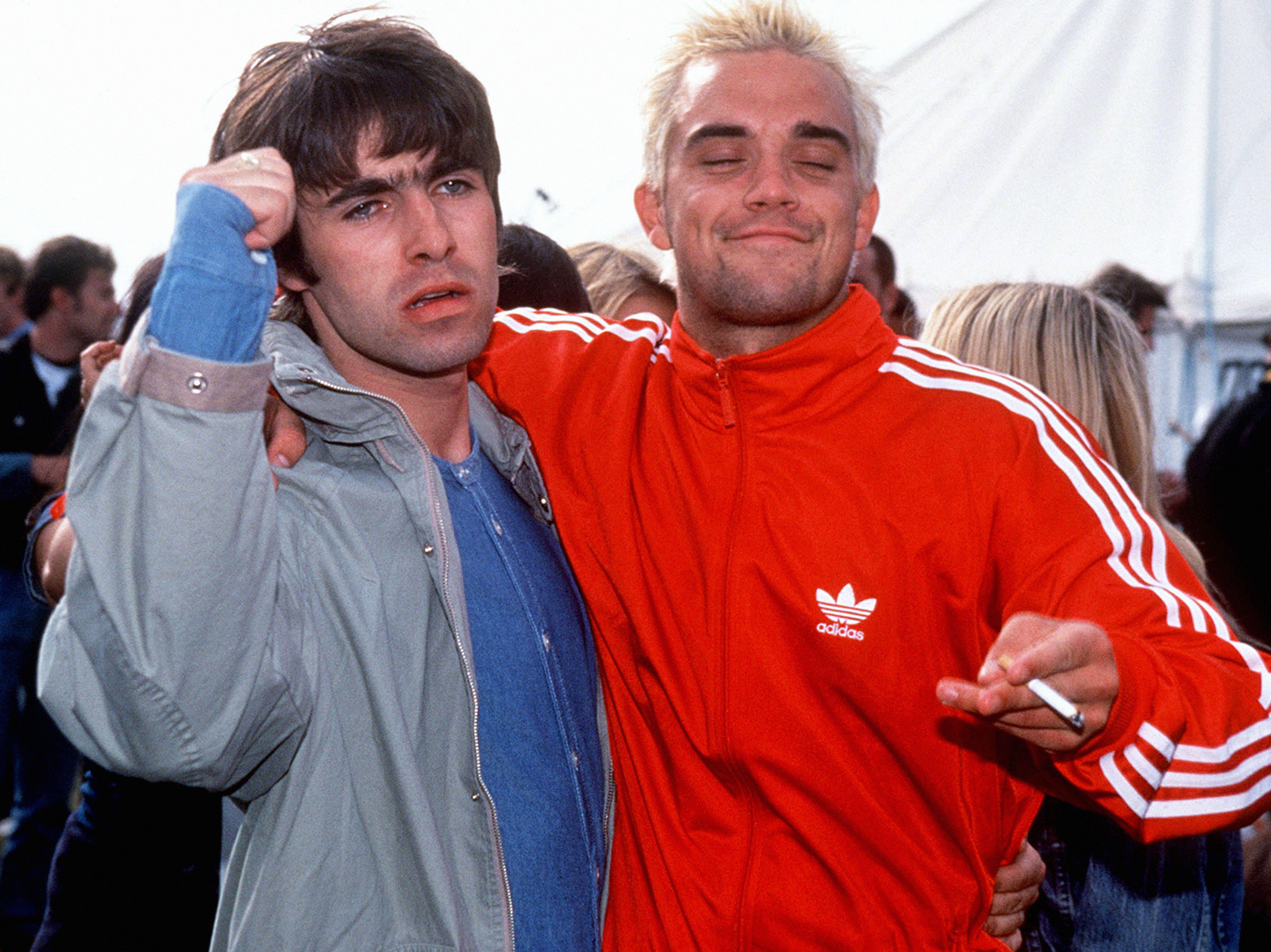 Robbie Williams and Liam Gallagher in 1995