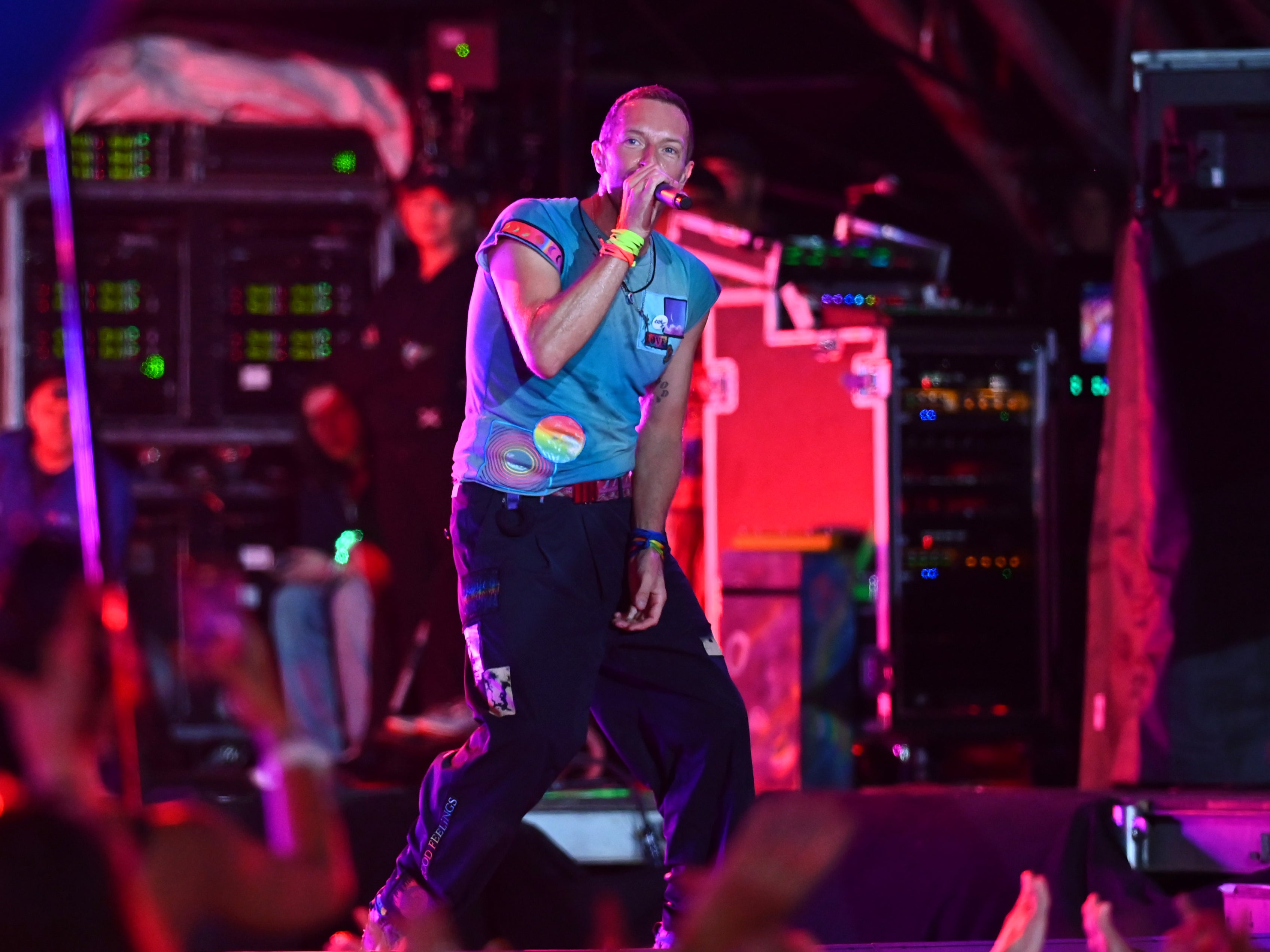 Coldplay’s Chris Martin performs on the Pyramid Stage at Glastonbury 2024