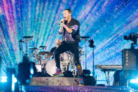 Chris Martin of Coldplay performing 