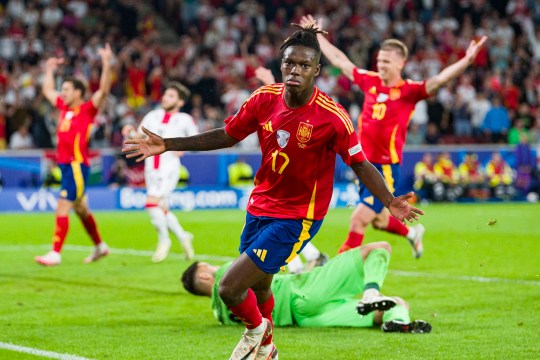 Nico Williams of Spain celebrates his goal during the UEFA EURO 2024 round of 16 match between Spain and Georgia at Cologne Stadium