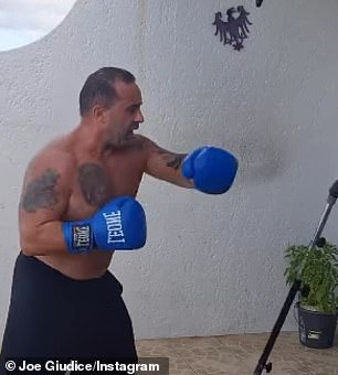 Joe practiced boxing at his Bahamas home on Tuesday