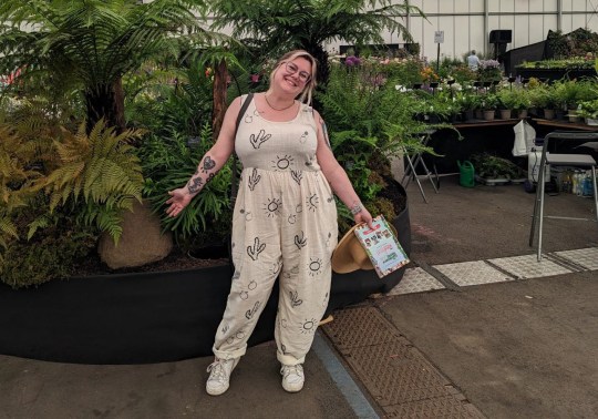 Emma Flint wearing a jumpsuit