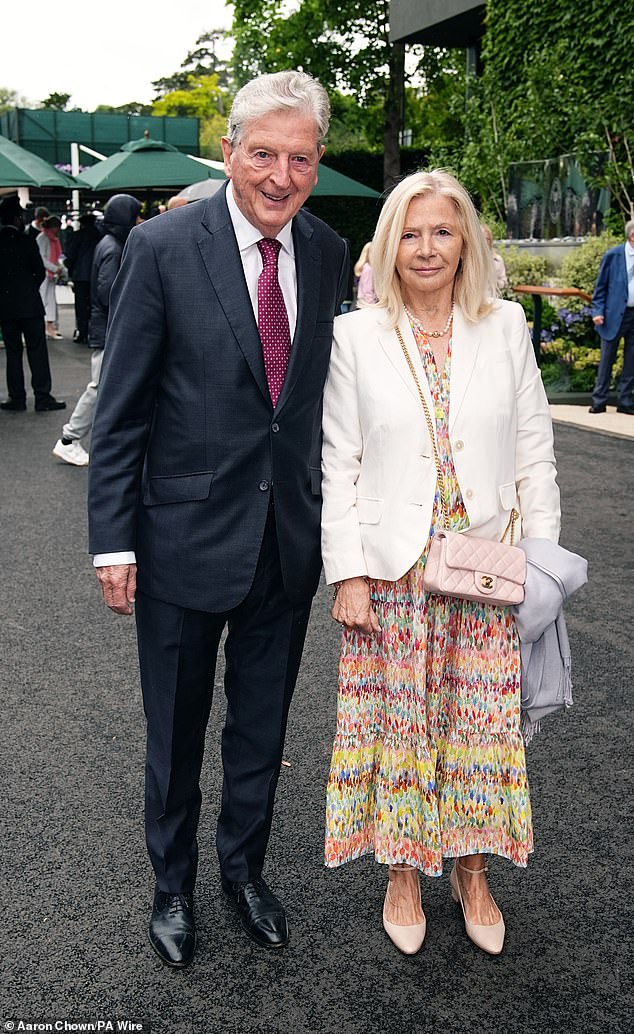 Former England manager Roy Hodgson with his wife Sheila arrived together as she wore a colourful summer dress