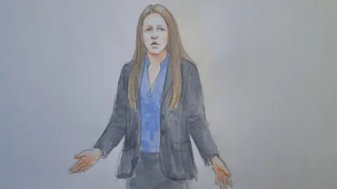 Helen Tipper  court artist's impression of Lucy Letby at sentencing