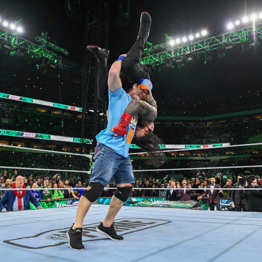 John Cena attacks Roman Reigns at WWE WrestleMania 40