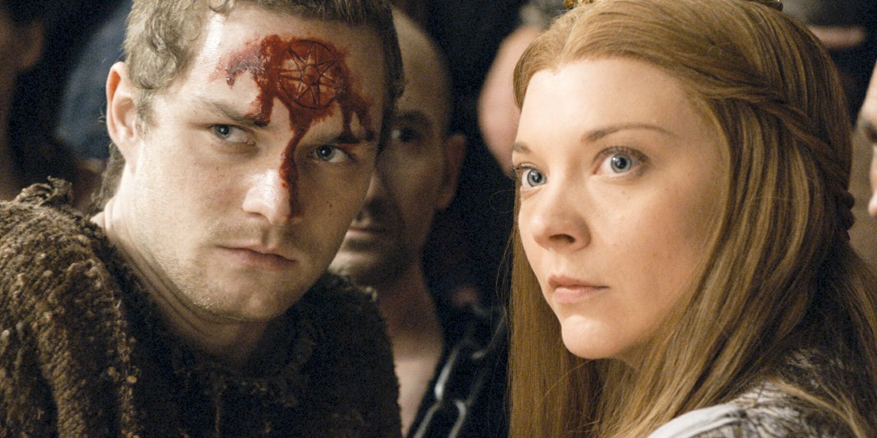 Loras with the Seven-Pointed Star on his forhead and Margaery in 'Game of Thrones'