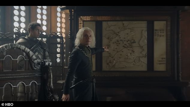 Aemond says, 'He sent word to me,' as Aegon adds, 'To you? The two of you have been plotting... Without my authority?'