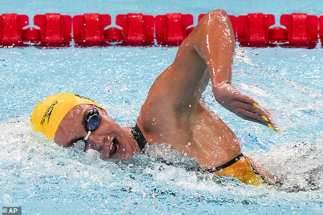 On Saturday, Aussies tuned in to watch the country's Olympians compete in the swimming pool, including in the men's 400metre freestyle heats (pictured: Australia's Ariarne Titmus)