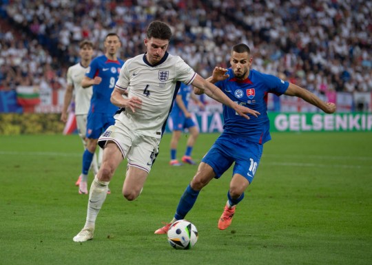 Rice in action for England at Euro 2024