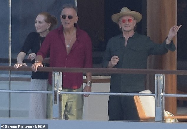 The Grammy Award winner went barefoot on the massive vessel, keeping the sun out of his eyes with a pair of metal shades