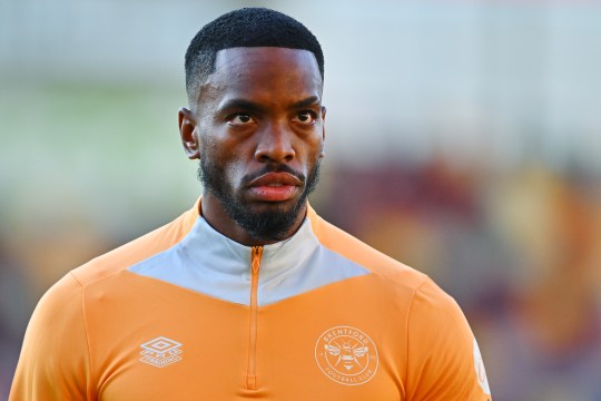 Ivan Toney pictured in a bright orange Brentford training top in August 2024