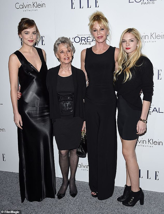 Here Stella is seen with Dakota, Melanie and Tippi Hedren in 2015