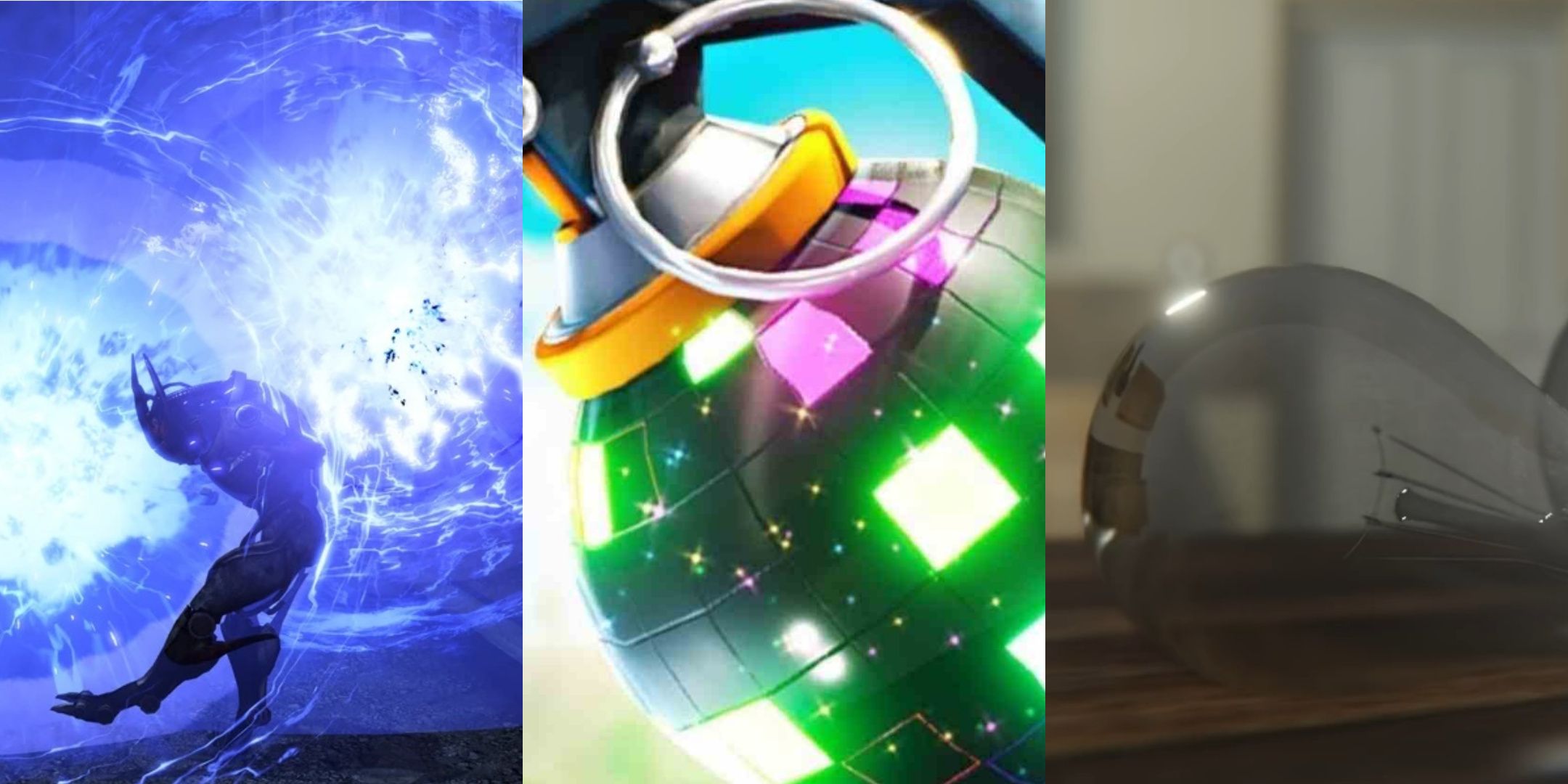 Left To Right: Blue Explosions from Biotic Lift Grenades, A Boogie Bomb Mid-Flight, and a closeup of the Ghostlight Bulb