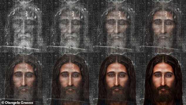 Graphic designer Otangelo Grasso created a progression of what Jesus may have looked like based on the shroud image