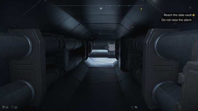 Star Wars Outlaws screenshot showing the inside of a grey tunnel