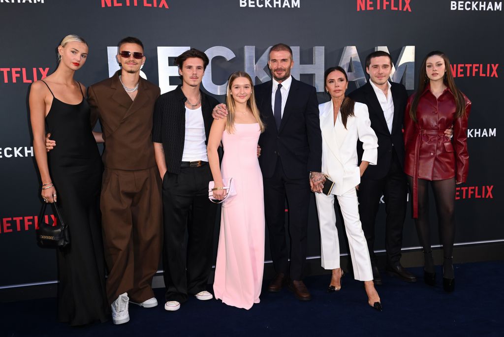 beckham family posing at premiere