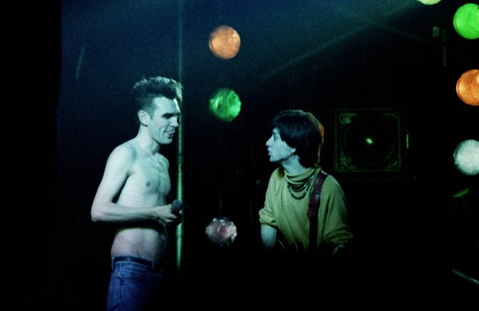 Morrissey and guitarist Johnny Marr of The Smiths perform on stage at Hammersmith Palais, on March 12th, 1984