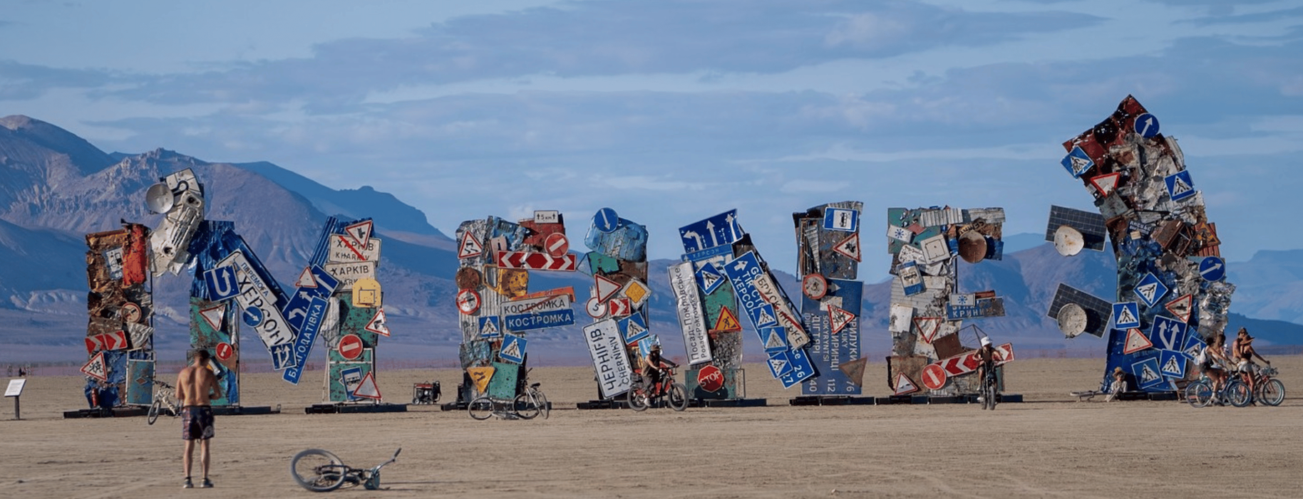 Ukrainian artist Oleksiy Sai’s ‘I’m Fine’ art installation at Burning Man festival