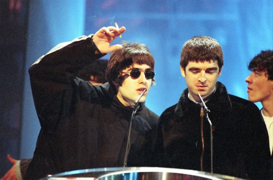 Liam and Noel Gallagher of Oasis at the 15th BRIT Awards 