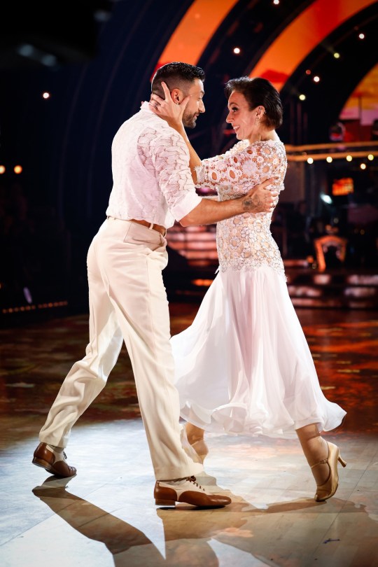 Amanda Abbington and Giovanni Pernice (L) dance together on Strictly Come Dancing