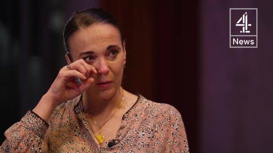 Amanda Abbington crying during interview with Krishnan Guru-Murthy for Channel 4 News about Strictly Come Dancing