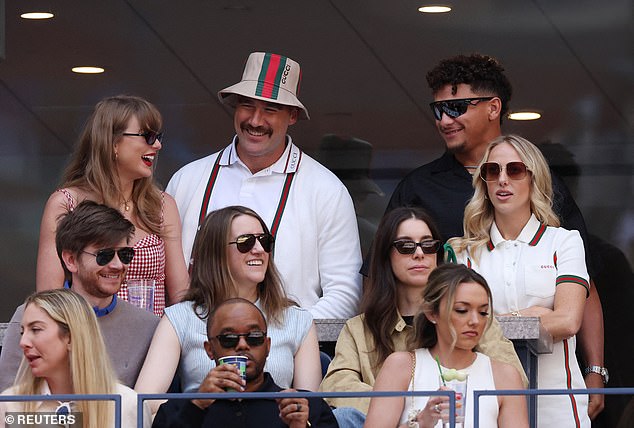 But all appeared to be in order as Swift and Mahomes shared a joke with their men at the US Open final