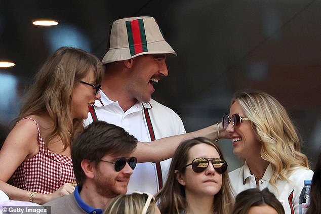 Brittany and Taylor looked in fine spirits as they watched Jannik Sinner vs Taylor Fritz