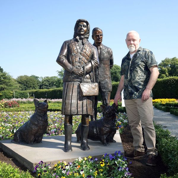 Anto Brennan pictured next to his sculpture. Pic: Antrim and Newtownabbey Borough Council