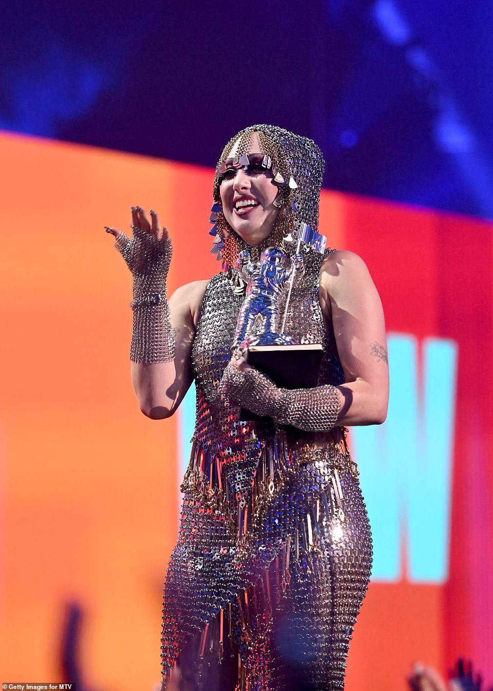 Chappell concluded: 'I dedicate this to all the drag artists who inspire me, who inspire me. And I dedicate this to queer and trans people who fuel pop. To the gays who dedicate my songs to someone they love or hate. And thank you to the people who are fans who listen to me, who hear me when I share my joy and my fears. Thank you'