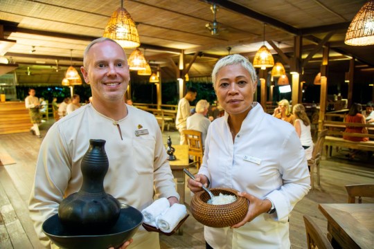 Rob Rinder and Monica Galetti in a hotel in Malaysia