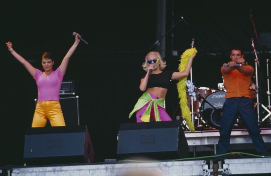 Deuce pop band performing with members Lisa Armstrong, Kelly O'Keefe and Paul Holmes in 1995