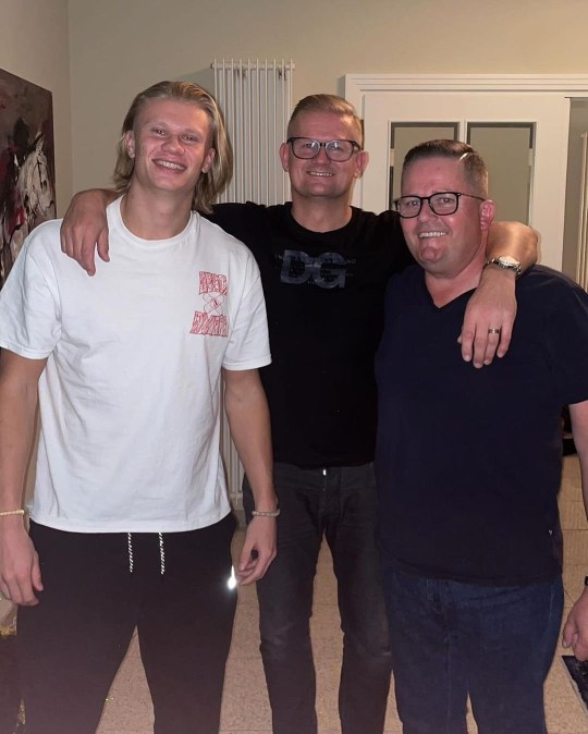 Erling Haaland with his father, Alf-Inge, and close friend Ivar Eggja