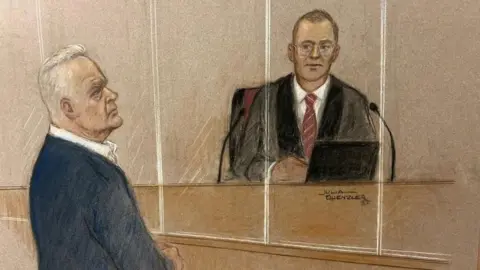  Julia Quenzler A court sketch of chief magistrate district judge Paul Goldspring and Huw Edwards 