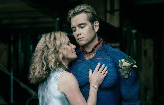 Antony Starr as Homelander and Elisabeth Shue as Madelyn Stillwell in The Boys 