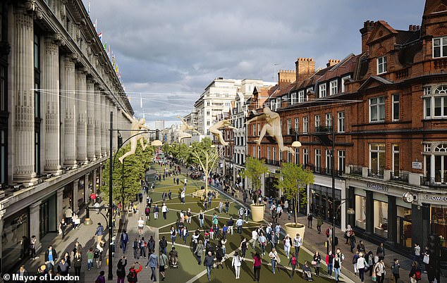 Another artist's impression of a pedestrianised Oxford Street from plans released in 2017