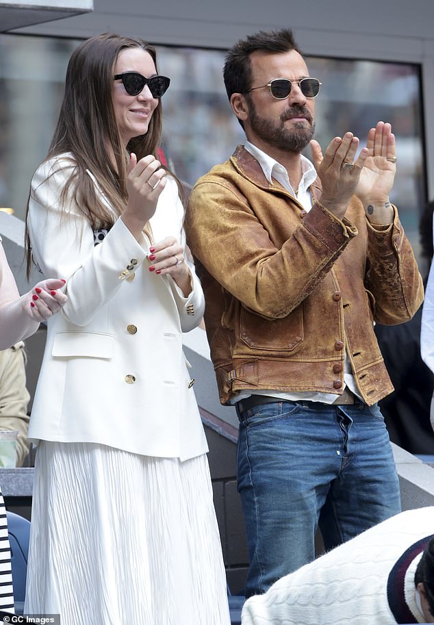 Justin confirmed that the pair, who have been dating for a bit more than a year, got engaged while they were at the Venice Film Festival for the premiere of his movie, seen here at the 2024 U.S. Open