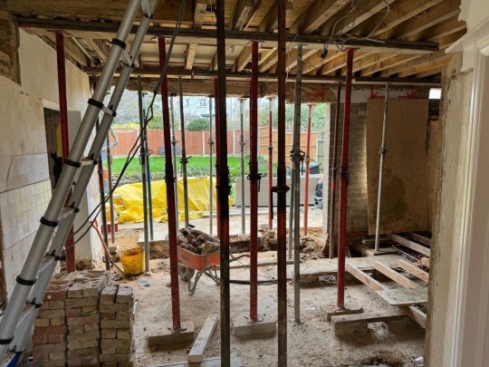 The couple struggled with builders coming in and out so close to their due date (Picture: Novuna Personal Finance/Sophie and Matt Holdsworth)