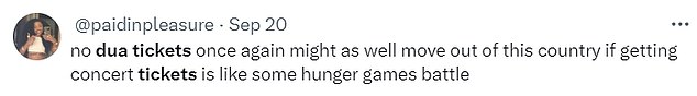 Taking to X - formerly known as Twitter - fans shared their frustration and described securing tickets 'some kind of Hunger Games battle'