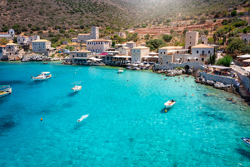 The beautiful village Limeni on the south Mani coast, Peloponnese, Greece