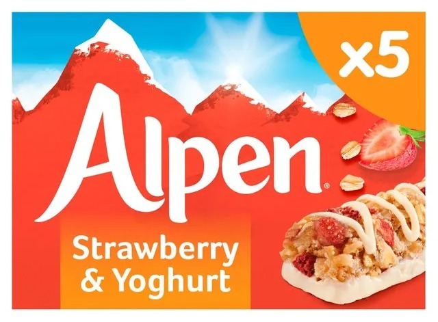 Alpen strawberry and yoghurt cereal bars are currently £1.25 at Morrisons