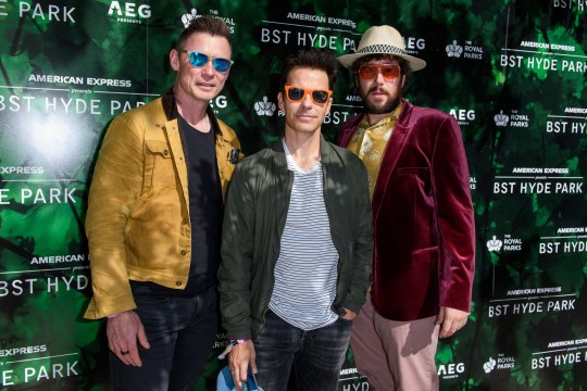 Richard Jones, Kelly Jones and Jamie Morrison of Stereophonics arrive at American Express present BST Hyde Park 